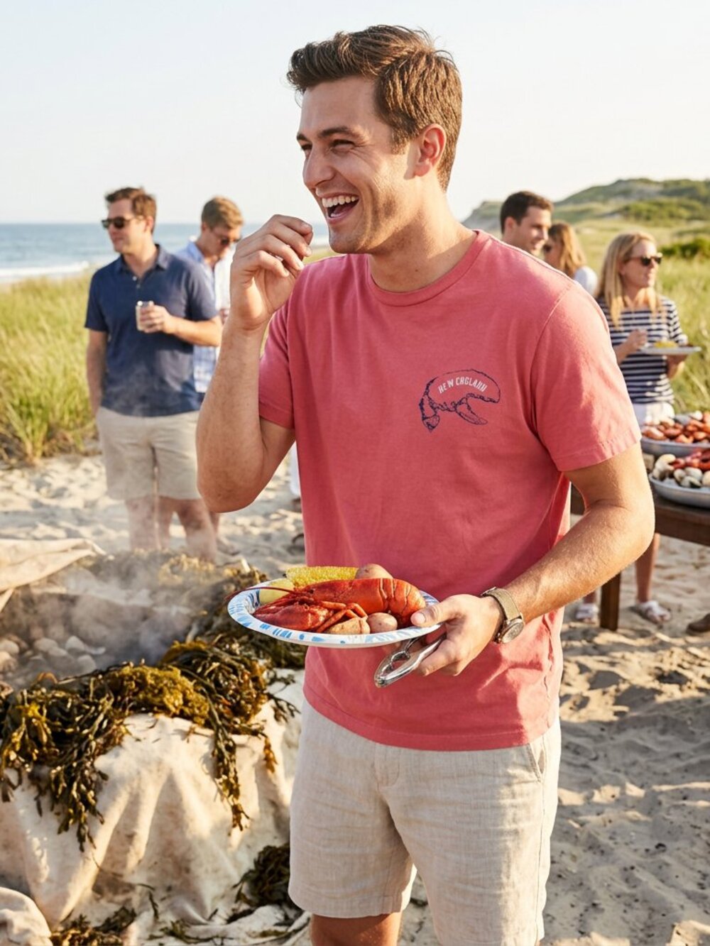 J. Crew Factory Red New England Bake on the Beach Graphic Tee - Size S